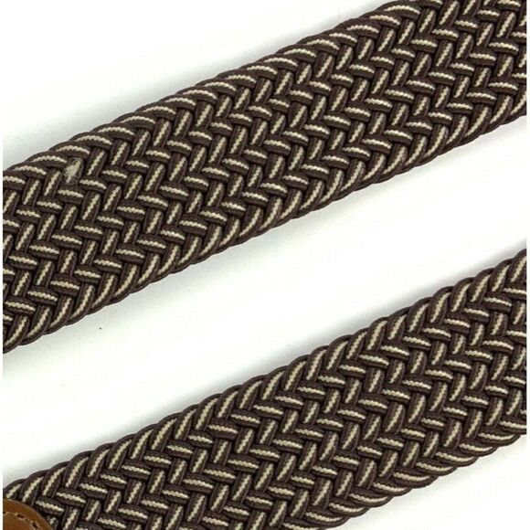 Unbranded Mens Woven Stretch Belt Size 2X Brown Tan Casual Tabbed - Picture 3 of 4